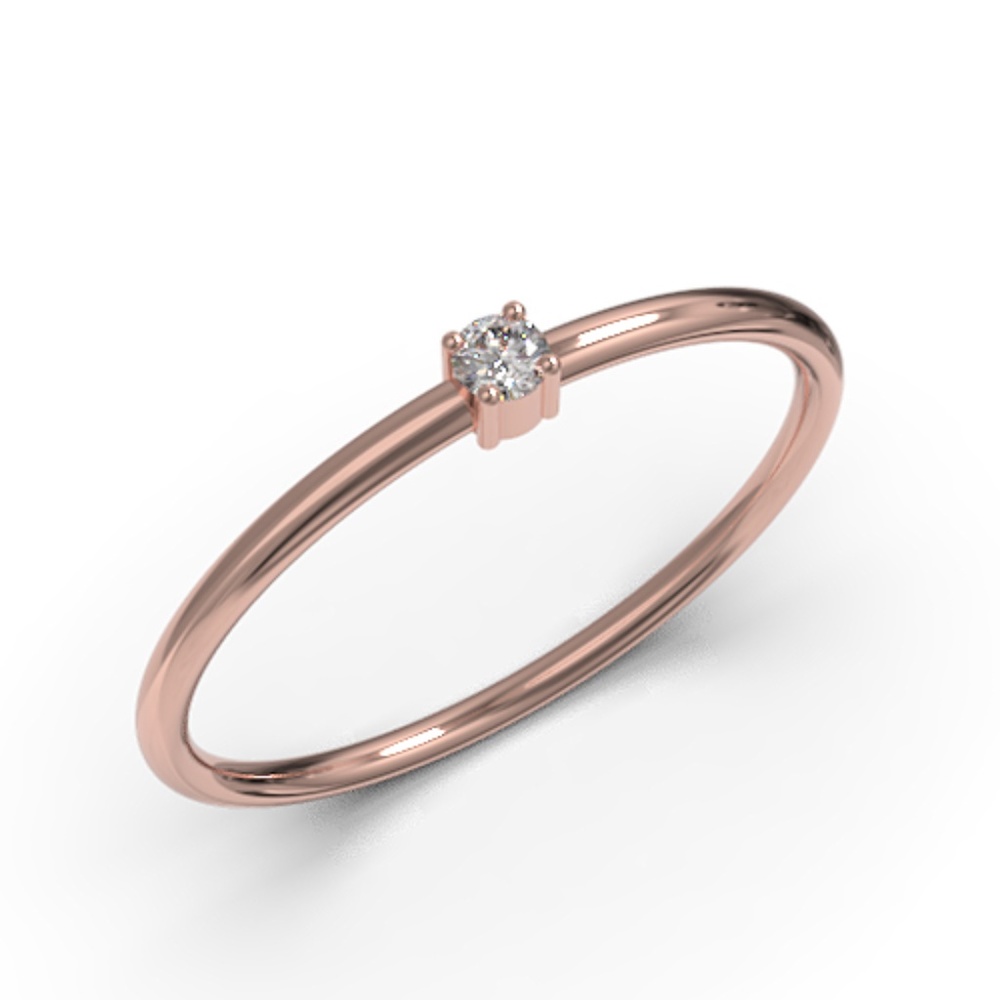 Solid 10k Rose Gold Round Cut Diamond CZ Ring - Picture 1 of 2